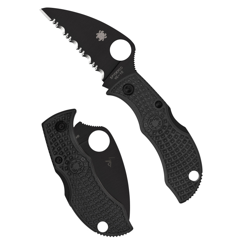 Manbug Wharncliffe, Folding Knife, 1.91" Wharncliffe Blade, 4.39" Overall Length, VG-10 Blade Steel, SpyderEdge, Titanium Carbonitride Finish, Black Blade, Black FRN Handle, Back Lock MBKWSBK
