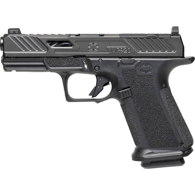 MR920, 9mm, Black Frame, Elite Slide Optic Black, Spiral Unthreaded Barrel Black, SS Rod, Grn Trit