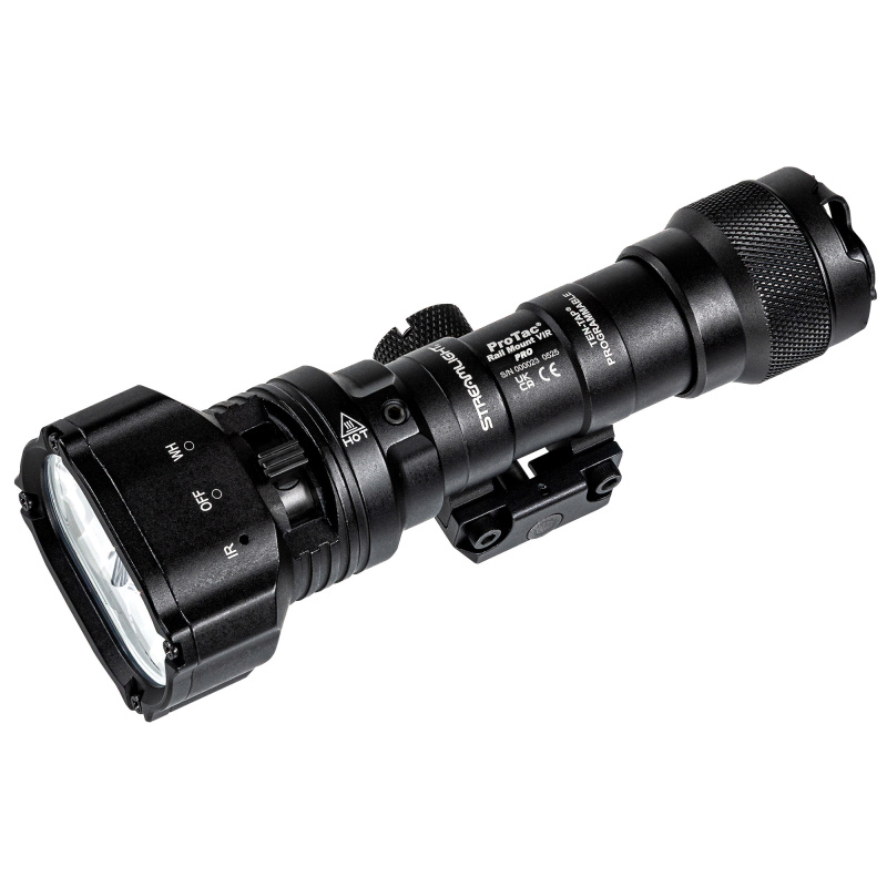 ProTac Rail Mount VIR USB PRO, Rail Mount VIR White & IR Long Gun Light, Fits 1913 Picatinny Rail, Anodized Finish, Black, 1,100 Lumens and 40,000 Candela, 2,300 mW IR, Includes Jack Cap, M-LOK Kit, Momentary Switch, Hardware Kit, 2.5mm Allen Wrench, (1)