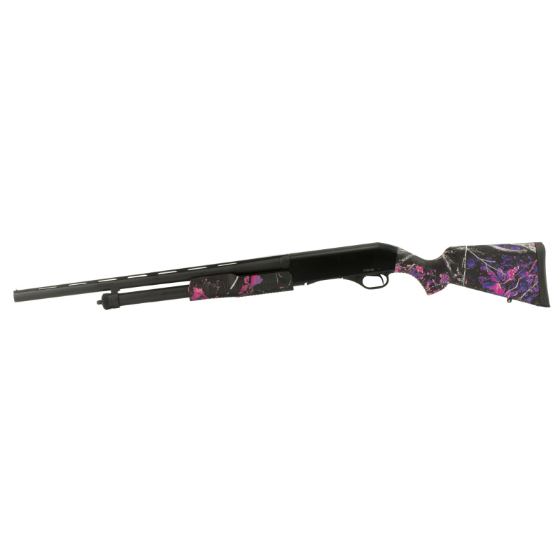 Stevens 320 Field Youth 20 Gauge 3 Inch Chamber 22 Inch Barrel Matte Blue Finish Synthetic Stock Muddy Girl Camouflage Finish 5 Round