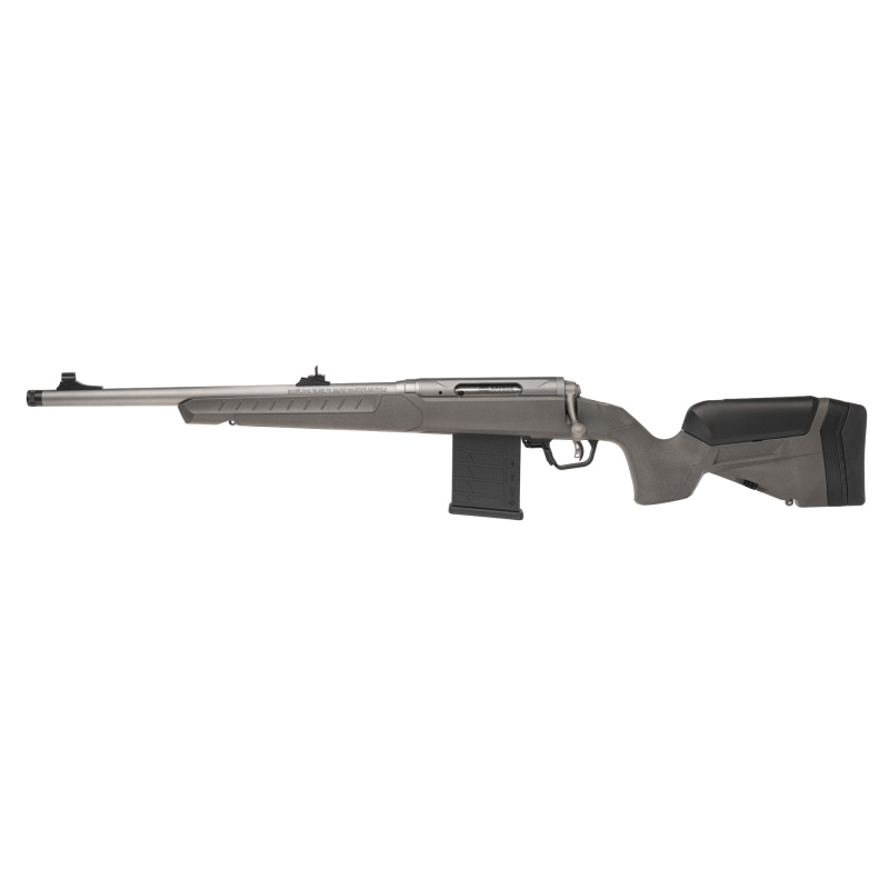 110 Ridge Hunter, Bolt Action Rifle, 308 Winchester, 18" Barrel, Threaded, Matte Finish, Stainless Steel, Synthetic Flat Dark Gray Trophy Stock, Iron Sights, 10 Rounds, 1 Magazine, Left Hand 32509