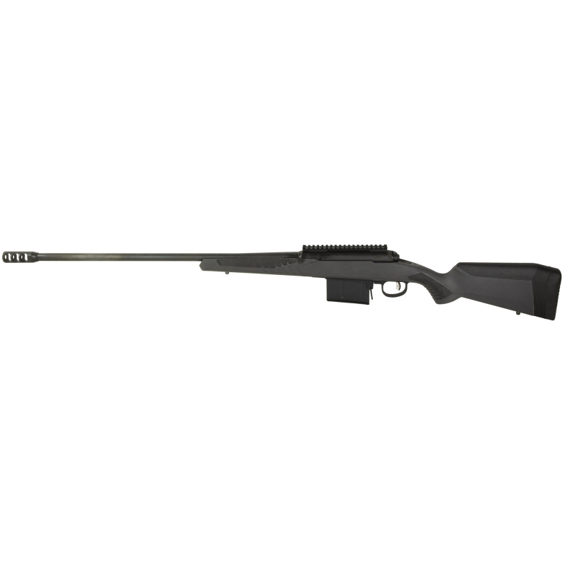 110 Core Hunter Pro, Bolt Action Rifle, 338 Lapua, 24" Spiral Fluted Barrel, Threaded, Cerakote Finish, Gun Metal Bronze, Woodland Camo Synthetic Stock, 5 Rounds, 1 Magazine, Includes Muzzle Brake 32584