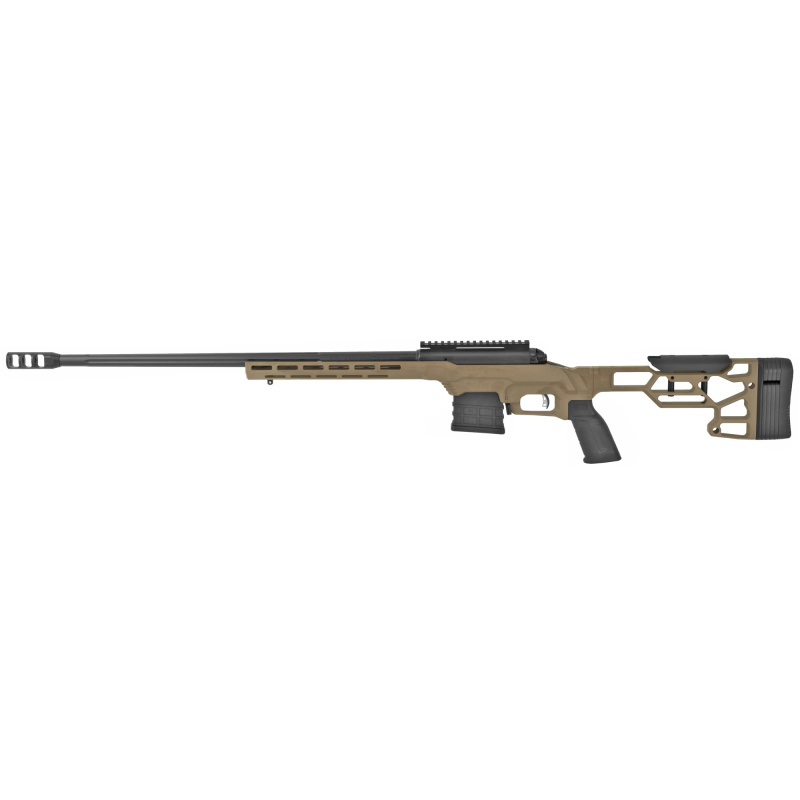 110 Precision, Bolt Action, 300 PRC, 24" Heavy Barrel, Threaded 5/8-24, BA Muzzle Brake, Flat Dark Earth Finish, MDT LSS XL Chassis, AccuTrigger, Includes 1 AICS Magazine and 20MOA 1 Piece EGW Rail, 5Rd, Right Hand 57593