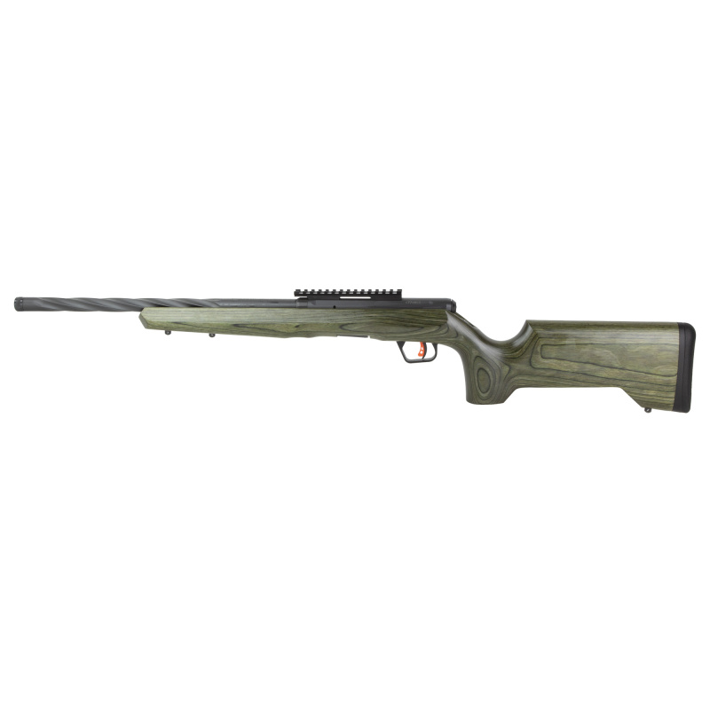 B22 Timber Tactical, Bolt Action Rifle, 22LR, 18" Barrel, 1/2X28 Thread Pattern, Heavy Spiral Fluted, Black, Olive Drab Green Laminate Stock, Right Hand, 10 Rounds, 1 Rotary Magazine 70251