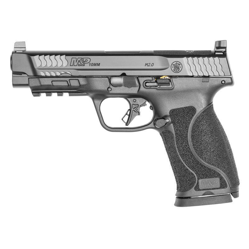 M&P 2.0 |10MM, 4.6" Barrel, Armornite Finish, Black, Optic Height White 3 Dot Sights, No Thumb Safety, 15 Rounds, Optics Ready Slide, Striker Fired, Semi-automatic, Polymer Frame Pistol, Full Size, 2 Magazines 13387