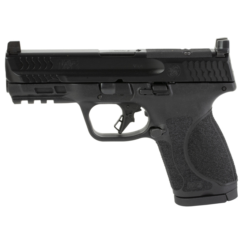 M&P 2.0, Striker Fired, Semi-automatic, Polymer Frame Pistol, Compact, 9MM, 4" Barrel, Armornite Finish, Black, Optic Height Sights, Optics Ready, No Manual Safety, Flat Face Trigger with Integrated Trigger Safety, 15 Rounds, 2 Magazines 13563