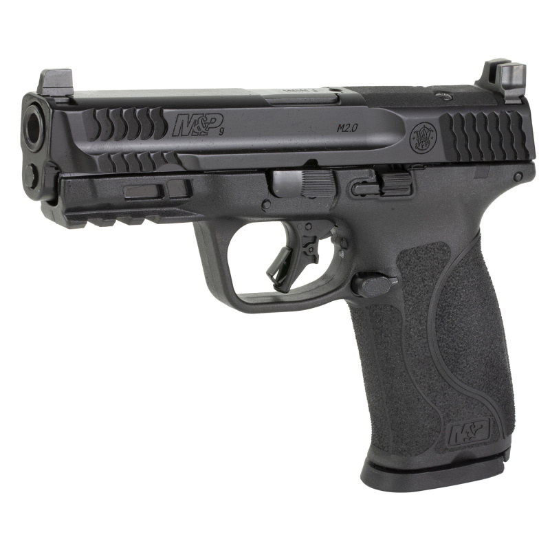 M&P 2.0 Full Size Optics Ready | 9mm, 4.25" Barrel, Black Armornite Finish, Optic Height Sights, No Manual Safety, Flat Face Trigger, 17 Rounds, 2 Magazines 13564