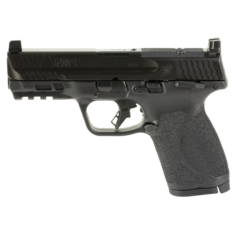 M&P M2.0, Striker Fired, Semi-automatic, Polymer Frame Pistol, Compact, 9MM, 4" Barrel, Armornite Finish, Black, Optics Ready, Fixed Sights, Manual Thumb Safety, 10 Rounds, 2 Magazines 14099