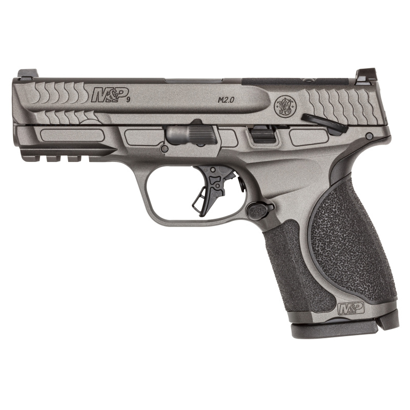 M&P M2.0 Metal, Semi-automatic, Striker Fired, Aluminum Frame Pistol, Compact, 9MM, 4" Barrel, Optic Ready, Manual Safety, Tungsten Gray Cerakote Finish, Gray, 10 Rounds, 2 Magazines 14104