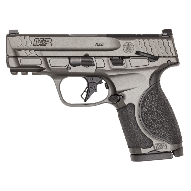 M&P M2.0 Metal, Semi-automatic, Striker Fired, Aluminum Frame Pistol, Compact, 9MM, 3.6" Barrel, Optic Ready, Manual Safety, Tungsten Gray Cerakote Finish, Gray, 10 Rounds, 2 Magazines 14106