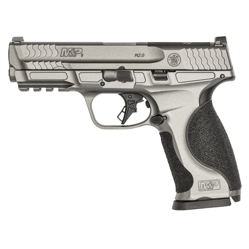 M&P9 M2.0 Metal, Striker Fired, Semi-automatic, Aluminum Frame Pistol, Compact, 9MM, 4.25" Barrel, Cerakote Finish, Tungsten Gray, Fixed Sights, No Manual Safety, Interchangeable Grip Inserts, Optics Ready, 10 Rounds, 2 Magazines 14161