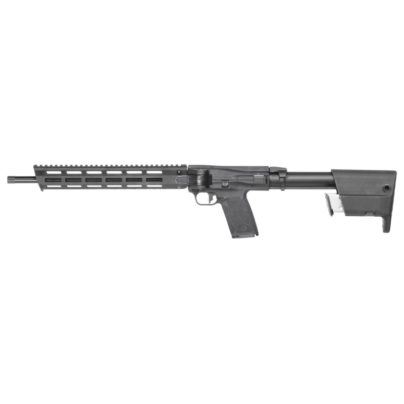 M&P FPC 5.7, Semi-automatic Folding Carbine, 5.7X28MM, 16.25" Threaded Barrel, Black, Flat Faced Trigger, Fixed Stock Stores (2)-Magazines, 22 Round, 3 Magazines 14169
