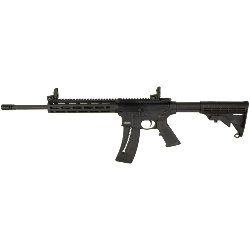 M&P 15-22 Sport, Semi-automatic Rifle, AR, 22LR, 16.5" Threaded Barrel, Black, 6 Position Collapsible Stock, 10" M&P Slim Handguard with Magpul M-LOK, Magpul Flip-Up Front and Rear Sights, 1 Magazine, 25 Rounds, Includes Howard Leight Impact Sport Ear Bu
