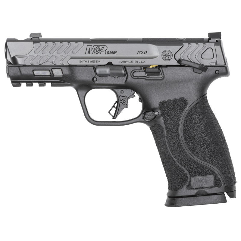 M&P 2.0 Compact Performance Center Carry Comp 10RD COMPLIANT, Semi-automatic, Striker Fired, Compact, 10MM, 4" Ported Barrel, Armornite Finish, Black, Optics Ready, Front Night Sight, Thumb Safety, 2 Magazines, 10 Rounds 14414