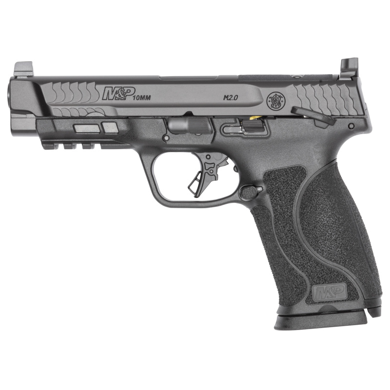 M&P M2.0, Striker Fired, Semi-automatic, Polymer Frame Pistol, Full Size, 10MM, 4.6" Barrel, Armornite Finish, Black, Optic Height 3 Dot Sights, Optics Ready Slide, 10 Rounds, 2 Magazines, Loaded Chamber Indicator, California Compliant 14505