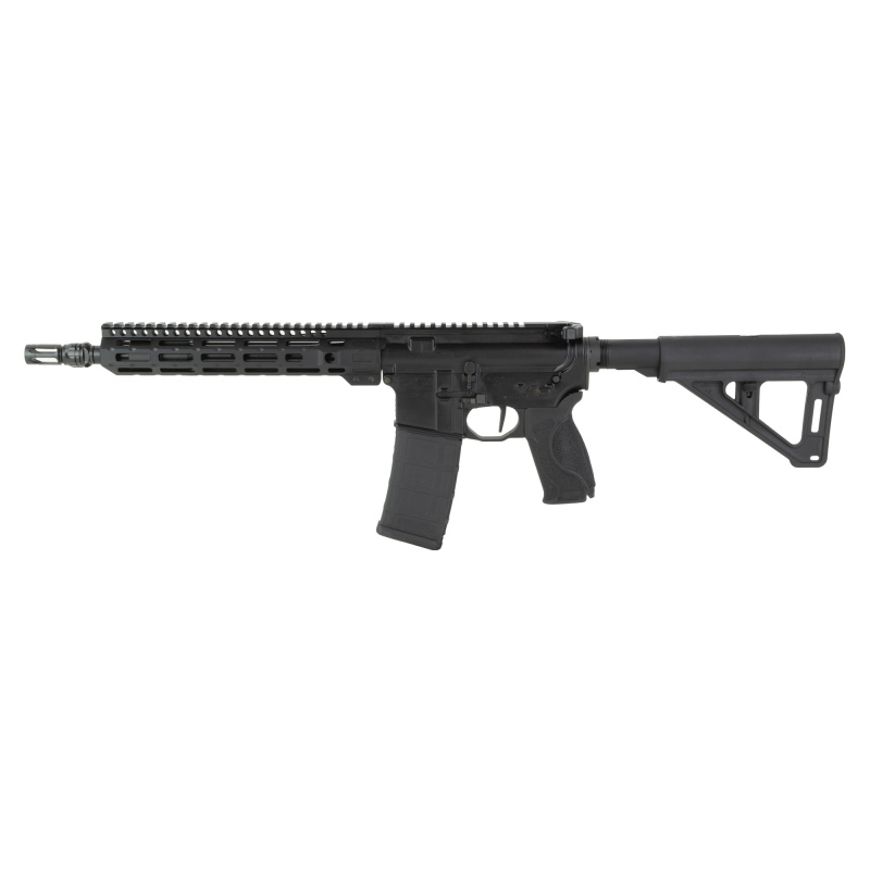 M&P 15 Pistol, AXE, Semi-automatic, AR Pistol, 223 Remington/5.56 NATO, 11.5" Barrel, Gemtech ETM Flash Hider, Anodized Finish, Black, Radian Raptor Charging Handle, 10.5" Midwest Industries Free Float M-LOK Handguard, M&P Grip with Interchangeable Backs
