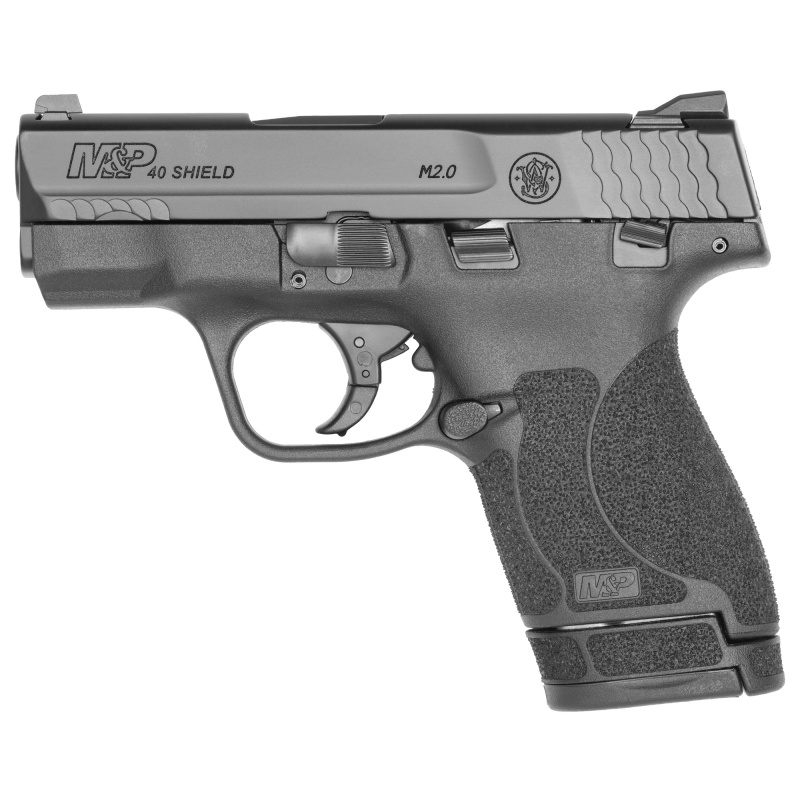 Shield M2.0, Semi-automatic, Striker Fired, Polymer Frame Pistol, Compact Slim, 40 S&W, 3.1" Barrel, Armornite Finish, Black, White Dot Front and 2 White Dot Rear Sights, Manual Thumb Safety, 7 Rounds, 1 Magazine 14656