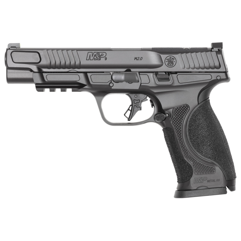 M&P M2.0 Metal Heavy Duty, Semi-automatic, Striker Fired, Full Size, 9MM, 5" Barrel, Armornite Finish, Black, Front Night Sight, Black Rear Sight, Optics Ready, 15 Rounds, 2 Magazines 14811