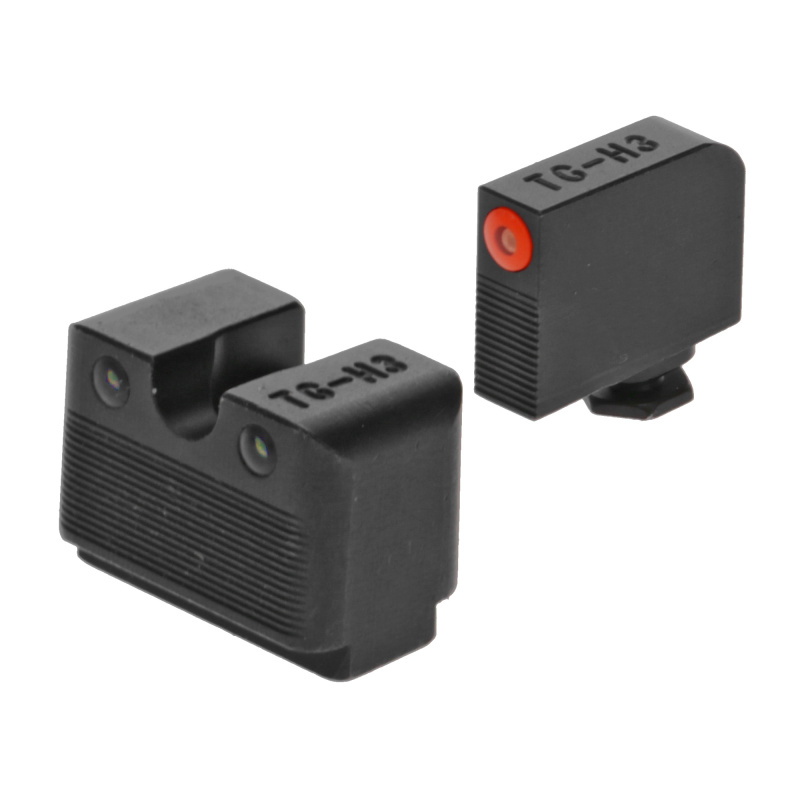 Tritium Pro Brite Site Day / Night Sight Set For Glock M.O.S. 17/19/34/35/45, Front Sight Color Green W/ Orange Focus Lock Ring, Rear Sight Green, Glows In The Dark No Batteries Or Light Exposure Required TG231G1MC