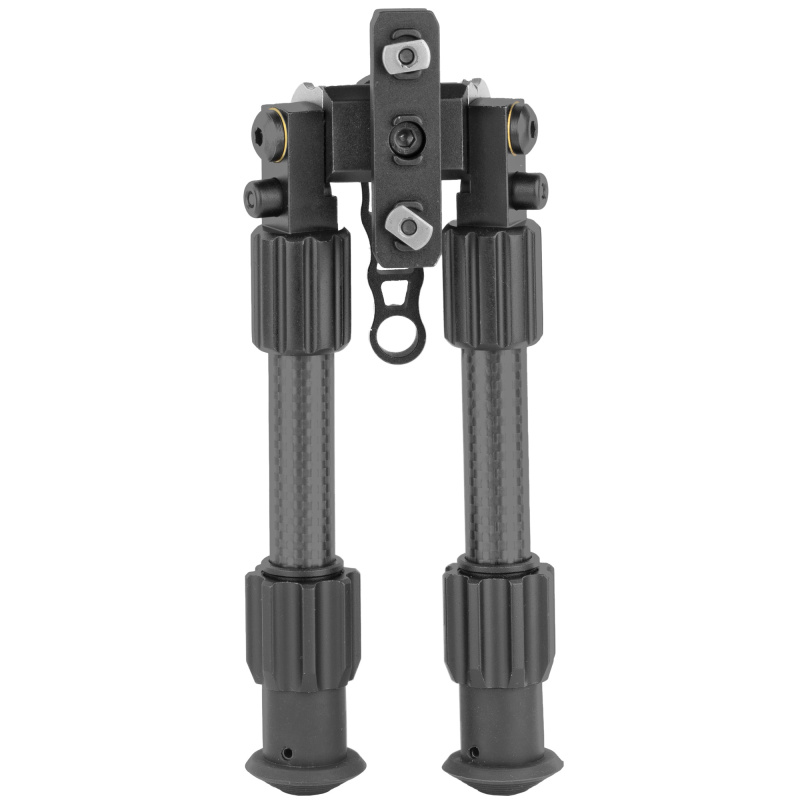Tac-Pod Carbon Pro Bi-Pod, Carbon Fiber and Aluminum Construction w/ Rubber Feet, Pivoting Base and Rotating Design Allows For Ease Shooting Angle Adjustment, 6-9 Inch Leg Length, Includes Interchangeable M-Lok And Keymod Fittings For Installing To Slott