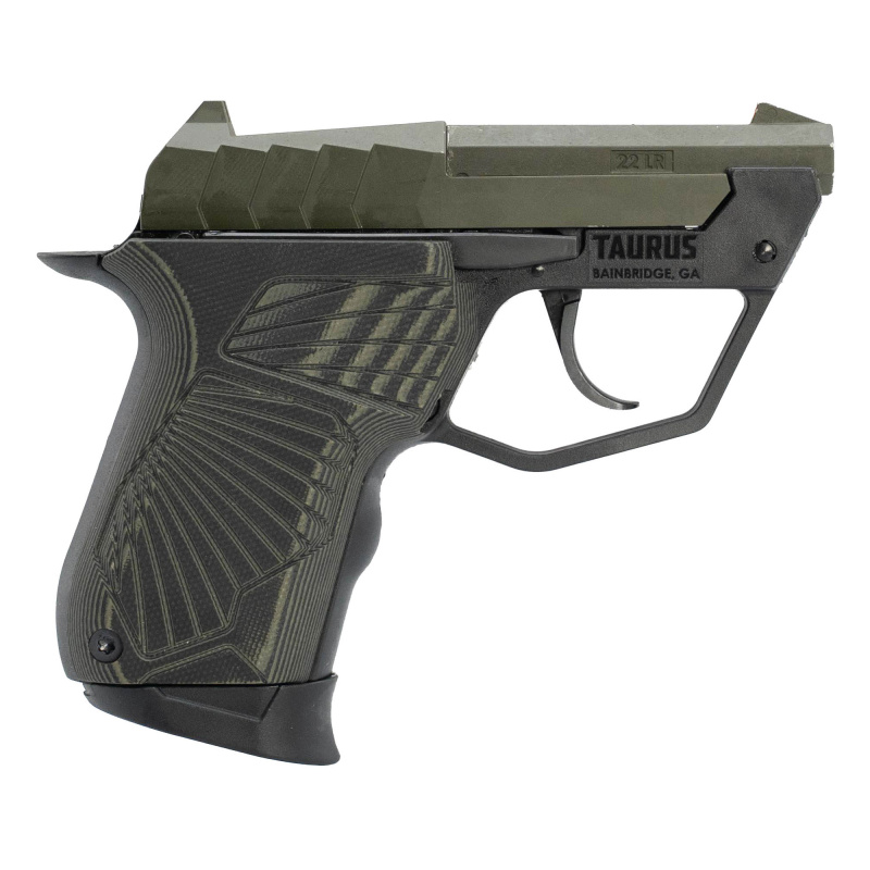 TUC22, Semi-automatic, Polymer Frame Pistol, Micro-Compact, 22LR, 3" Barrel, Matte Finish, Olive Drab Green, G10 Grips, Fixed Sights, Orange Dot Front Sight, Manual Thumb Safety, 9 Rounds 1-22TUC13-ODG
