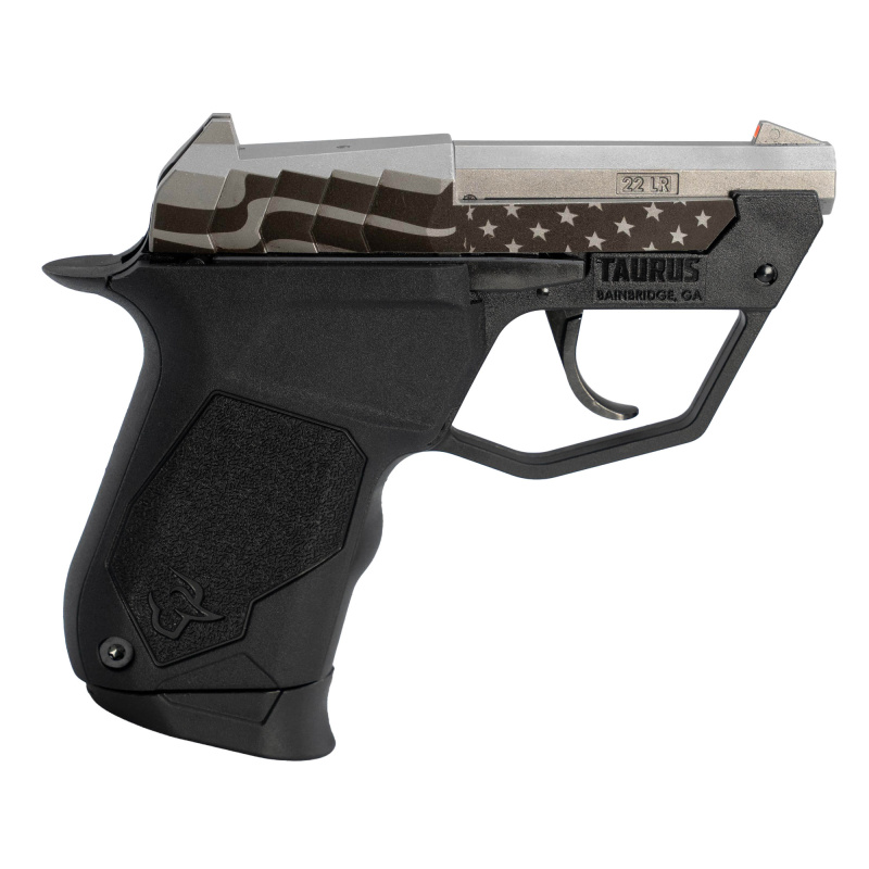 TUC22, Semi-automatic Pistol, Compact, 22LR, 2.5" Barrel, Matte Finish, Black, Polymer Grips, Fixed Sights, Orange Dot Front Sight, Manual Thumb Safety, 9 Rounds, 1 Magazine 1-22TUC139-USFLAG