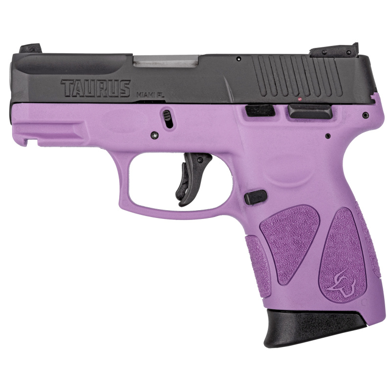 G2C2C, Double Action Only, Compact Pistol, 9MM , 3.2" Barrel, Polymer Frame, Light Purple Polymer Frame, Blue Slide, Adjustable Sights, 12Rd, 2 Magazines 1-G2C931-12LP