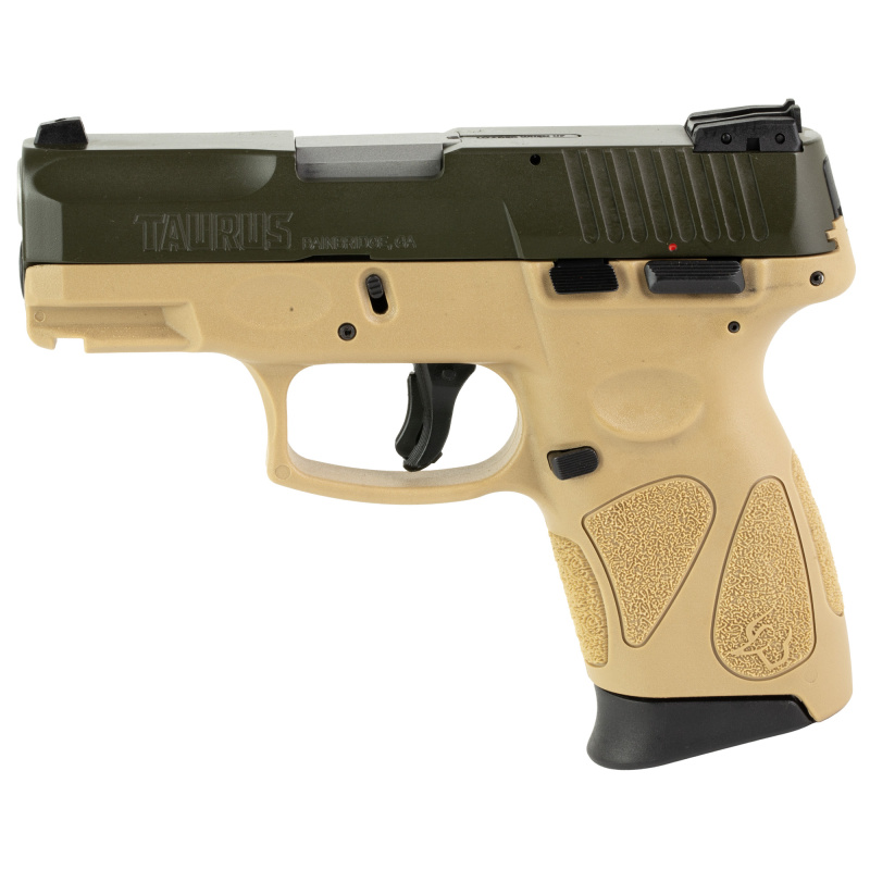 G2C, Striker Fire, Semi-automatic, Polymer Frame Pistol, Compact, 9MM, 3.2" Barrel, Matte Finish, Moss Green / Tan, Adjustable Sights, Manual Thumb Safety, 12 Rounds, 2 Magazines 1-G2C93B-12T