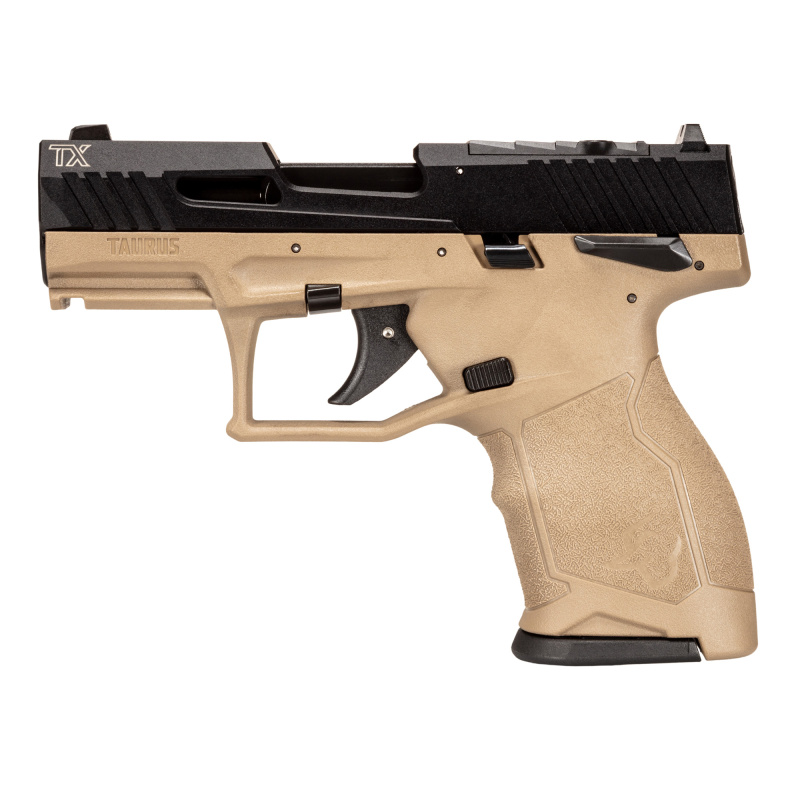 TX22 Compact, Striker Fired, Semi-automatic, Polymer Framed Pistol, 22 LR, 3.6" Threaded Barrel, Matte Finish, Black Slide, Flat Dark Earth Frame, Ramp Front/Adjustable Rear, 13 Rounds, 2 Magazines, Manual Safety 1-TX22131F