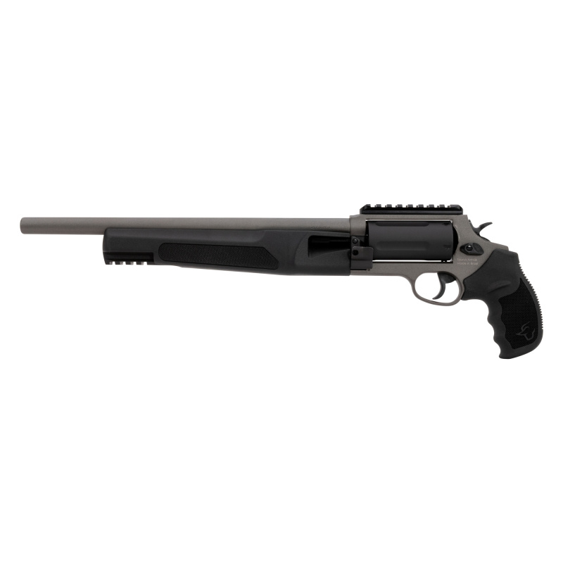 Judge Home Defender, Double Action/Single Action, Metal Frame Revolver, 45 Colt/410 Bore, 3" Chamber, 13" Barrel, Cerakote Finish, Tungsten, Rubber Grip, Picatinny Rail, 5 Rounds 2-JHD441013MAG-C