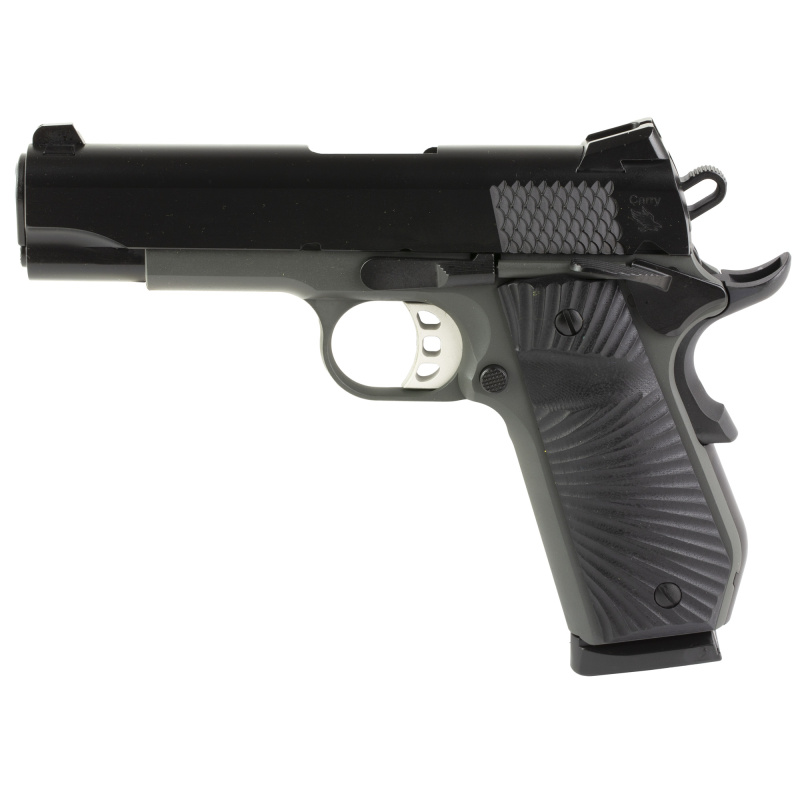 1911 Carry Stingray, Semi-automatic, 1911, Metal Frame Pistol, Commander, 45 ACP, 4.25" Barrel, Cerakote Finish, Black and Tungsten, Sunburst Texture G10 Grips, Novak White Dot Sights, 8 Rounds, 2 Magazines 10100103