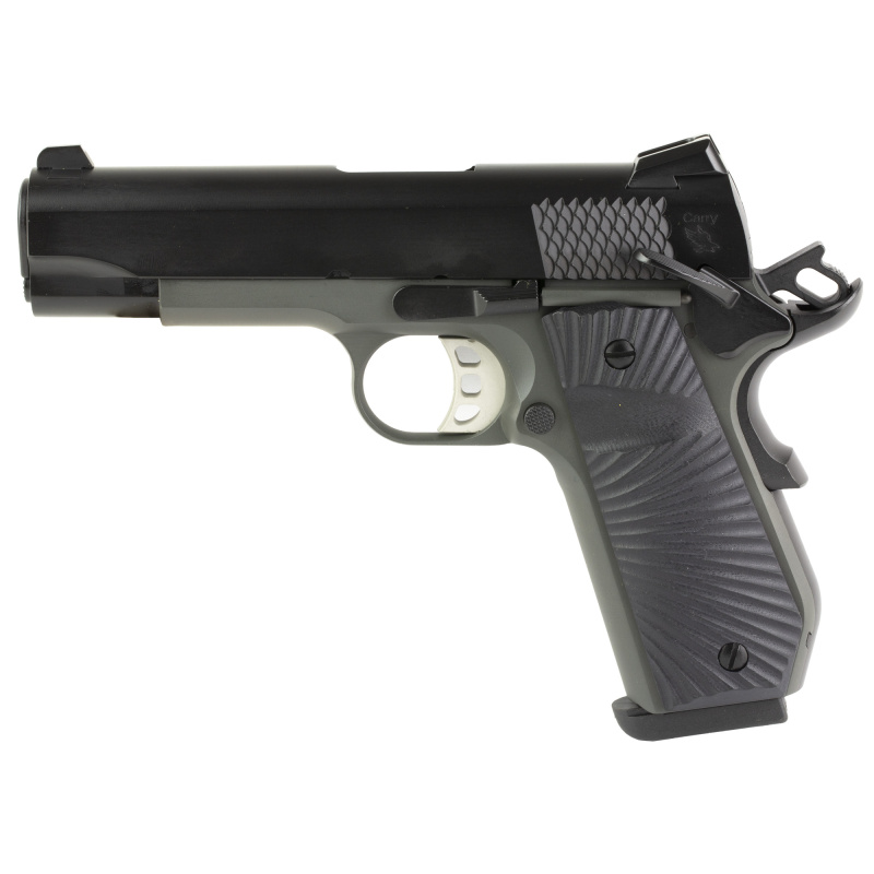 1911 Carry Stingray, Semi-automatic, 1911, Metal Frame Pistol, Commander, 9MM, 4.25" Barrel, Cerakote Finish, Black and Gray, Sunburst Texture G10 Grips, Novak White Dot Sights, 10 Rounds, 2 Magazines 10100106