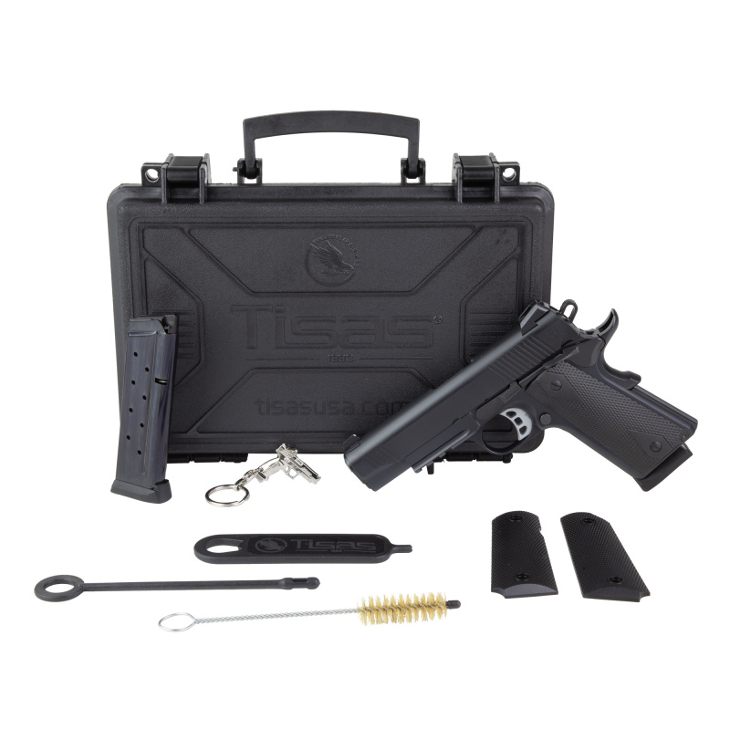 1911 Carry B9R, Semi-automatic, 1911, Metal Frame Pistol, Commander, 9MM, 4.25" Barrel, Cerakote Finish, Black, Rubber Overmolded Grips, Novak White Dot Sights, 9 Rounds, 2 Magazines, Accessory Rail 10100122