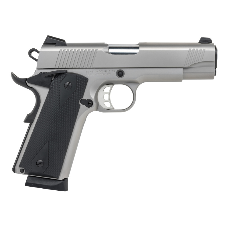 1911 Carry SS45, Semi-automatic, 1911, Metal Frame Pistol, Commander, 45ACP, 4.25" Barrel, Stainless Steel Finish, Silver, Rubber Overmolded Grips, Novak White Dot Sights, 9 Rounds, 2 Magazines 10100123