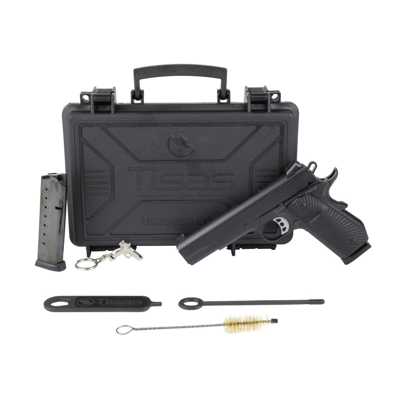 1911 Carry B45B, Semi-automatic, 1911, Metal Frame Pistol, Full Size, 45ACP, 5" Barrel, Cerakote Finish, Black, Sunburst Texture G10 Grips, Novak White Dot Sights, 8 Rounds, 2 Magazines 10100502