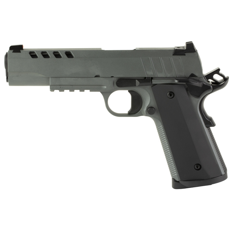 1911 Night Stalker, Semi-automatic, 1911, Metal Frame Pistol, Full Size, 45ACP, 5" Barrel, Cerakote Finish, Gray, Aluminum Grips, Front Night Sight, 8 Rounds, 2 Magazines, Accessory Rail 10100512