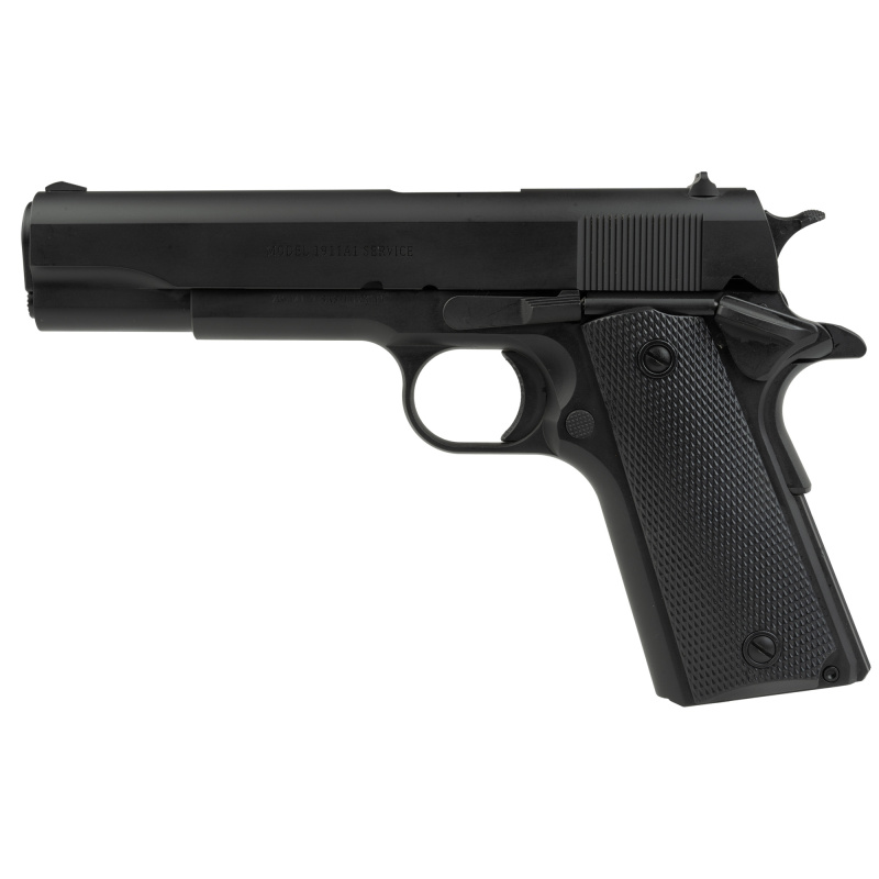 1911A1 Service, Semi-automatic, 1911, Metal Frame Pistol, Full Size, 45ACP, 5" Barrel, Cerakote Finish, Black, Plastic Grips, Iron Sights, 7 Rounds, 2 Magazines 10100518