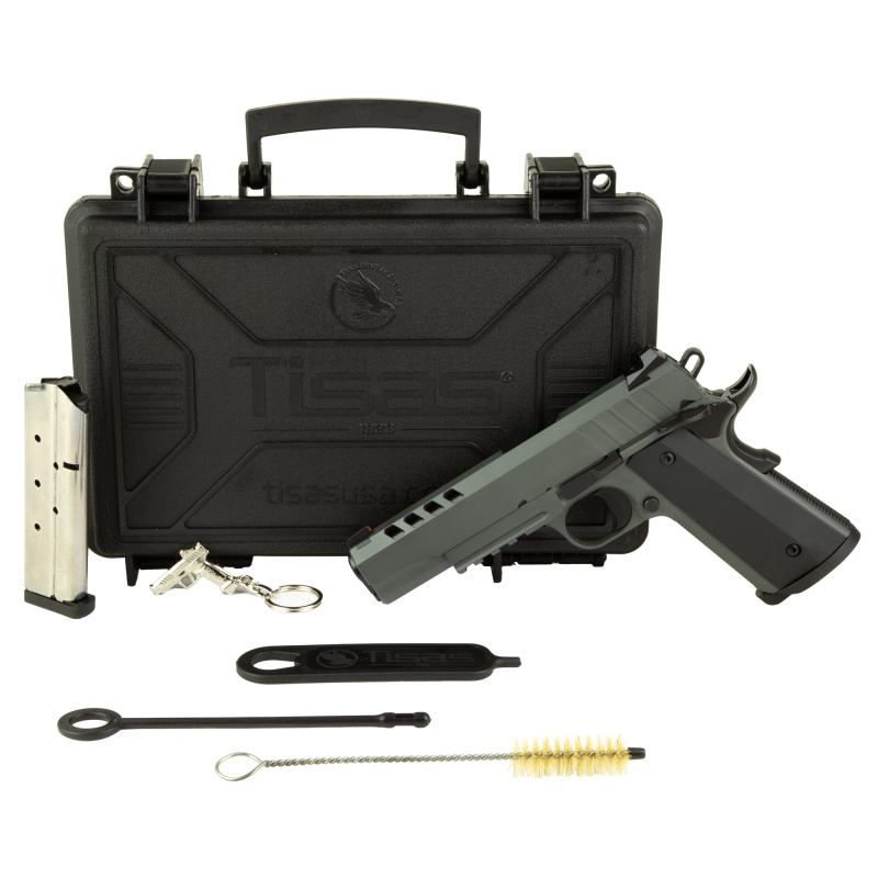 1911, Night Stalker, Single Action Only, Semi-automatic, Metal Frame Pistol, Full Size, 10mm, 5" Barrel, Carbon Steel Frame, Cerakote Finish, Gray, Aluminum Grips, Front Night Sight, 8 Rounds, 2 Magazines 10100537