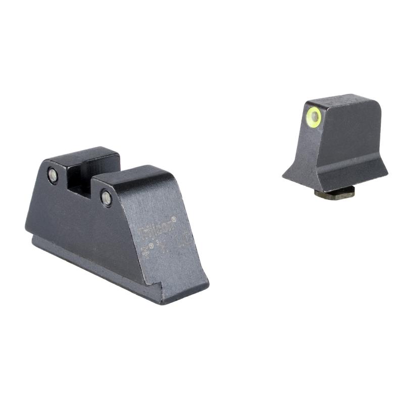 Suppressor/Optic Height, Night Sights, Yellow Front with Black Rear & Green Lamps, For Glock 17,19,22,23,24,26,27,31,32,33,34,35,39 GL201-C-601135