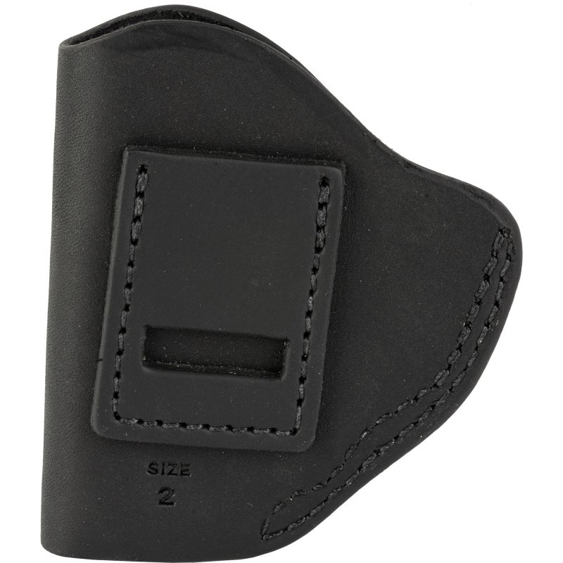 Uncle Mikes Inside Waistband Leather Holster, Size 2 , Fits Most Small Frame Revolvers (Ruger LCR/S&W J Frames/Taurus 85/856), Leather, Metal Clip, Ambidextrous, Black UM-IWB-2-MBL-R