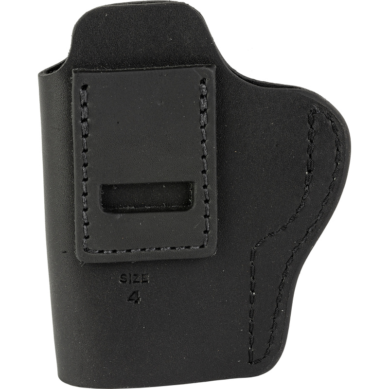Uncle Mikes Inside Waistband Leather Holster, Size 4, Fits Most Large Frame Autos (CZ 75/ Glock 17/19/22/27/27/30/Sig P226/Springfield XD 9/S&W M&P 9), Leather, Metal Clip, Ambidextrous, Black UM-IWB-4-MBL-R