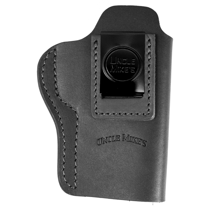 Uncle Mikes Inside Waistband Leather Holster, Size 5, Fits Most Medium/Large Frame Autos (H&K 45c/P2000USPc/VP9sk/Sig P320c/Springfield XDMc), Leather, Metal Clip, Ambidextrous, Black UM-IWB-5-MBL-R