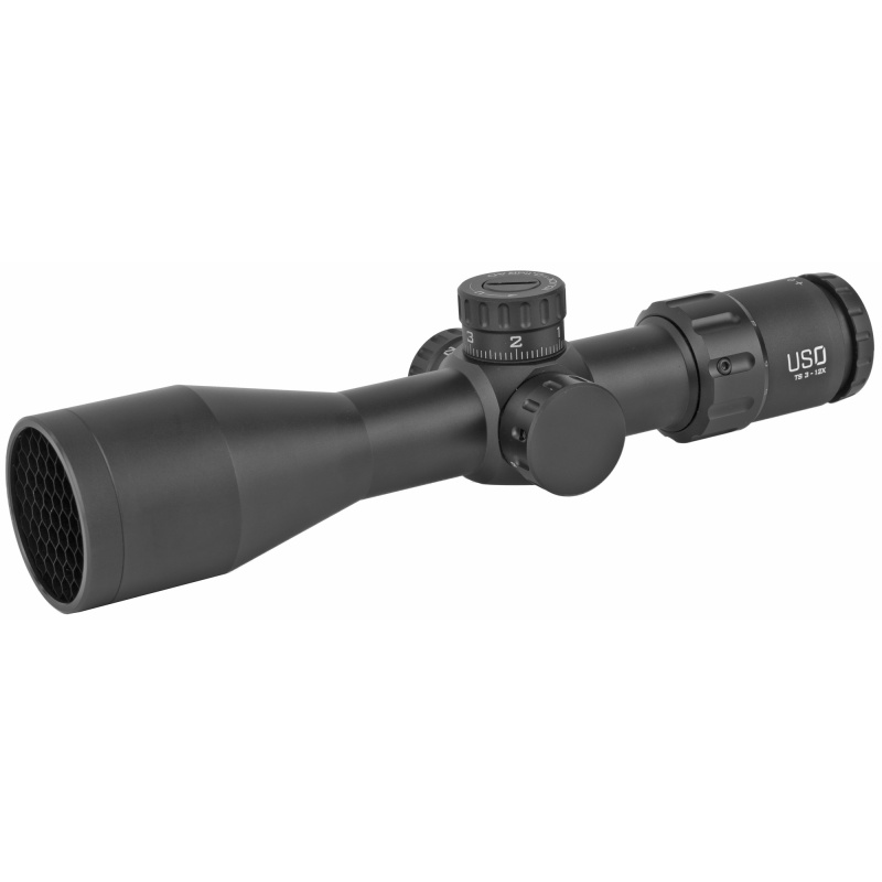 TS Series Rifle Scope, 3-12X44mm, 30mm Main Tube, Second Focal Plane, 1/10 Mil Adjustments, Black, Triplex Reticle TS-12X SFP
