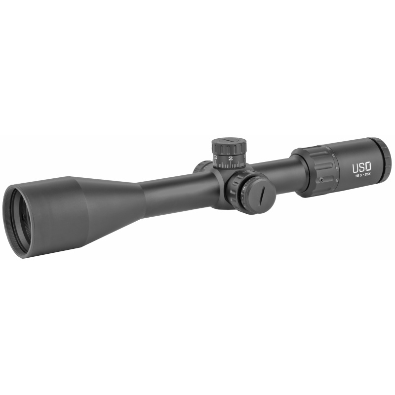 TS Series Rifle Scope, 5-25X50mm, 30mm Main Tube, Front Focal Plane, 1/10 Mil Adjustments, Illuminated JVCR Reticle TS-25X JVCR