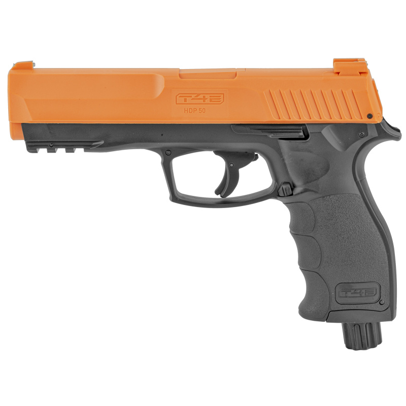 T4E HDP50, Pepper Ball Air Pistol, .50 Cal, 4" Barrel, Black and Orange Color, 6Rd, Inludes 10 Pepper and 10 Rubber Balls 2292131