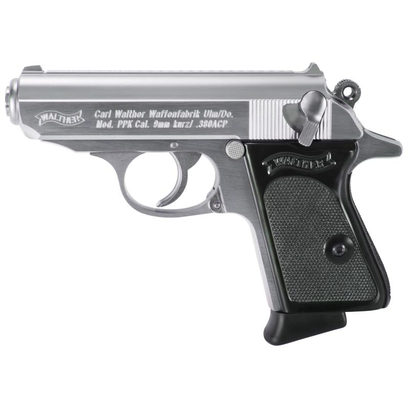 PPK |.380 ACP 3.35 Inch Barrel Stainless Finish Fixed Sights, Two 6 Rd Mags