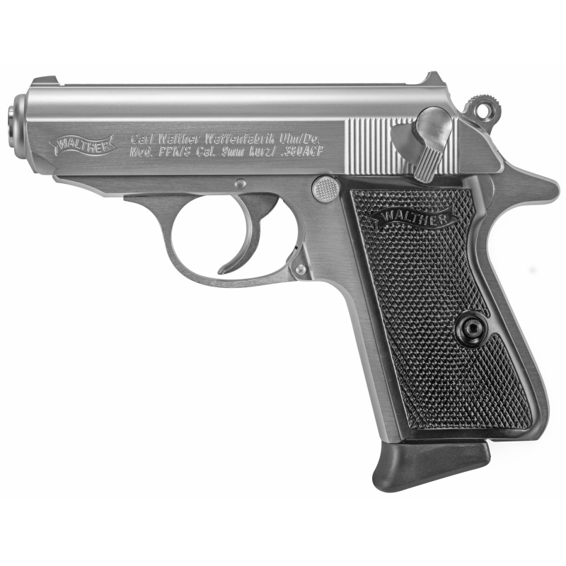 PPK/S | 380ACP, 3.35" Barrel, Stainless Finish, Polymer Grips Fixed Sights, 7Rd, 2 Magazines 4796004
