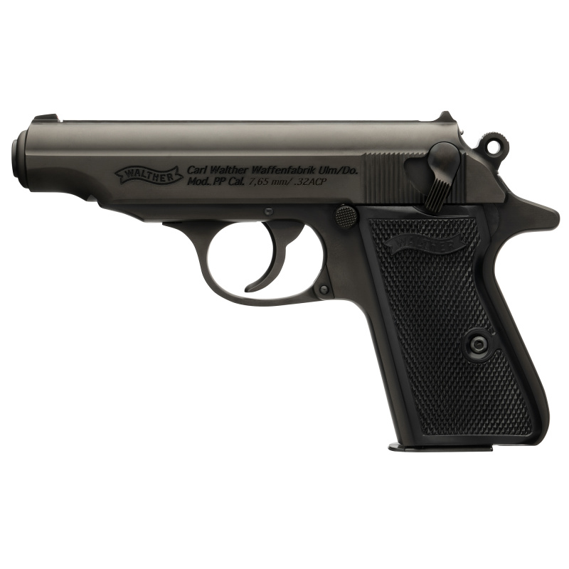 PP, Semi-automatic, DA/SA, Metal Frame Pistol, 32 ACP, 3.3" Barrel, Steel Construction, Matte Finish, Black, Fixed Sights, 8 Rounds 4796030