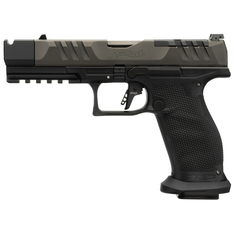 PDP PRO-X, Semi-automatic, Striker Fired, Polymer Frame Pistol, Full Size, 9MM, 4.6" Barrel, 1/2x28 Threaded, Tenifer Finish, Black, Adjustable Sights, Optics Ready, 20 Rounds, Includes Parker Mountain Machine Compensator 4796036