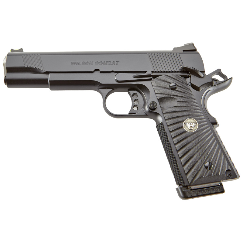 CQB, Single Action Only, Semi-automatic, Metal Frame Pistol, Full Size, 45 ACP, 5" Barrel, Steel Frame, Armor Tuff Finish, Black, G10 Starburst Grips, Fiber Optic Front Sight and Rear Battlesight, Ambidextrous Thumb Safety, 8 Rounds, 2 Magazines CQB-FS-4